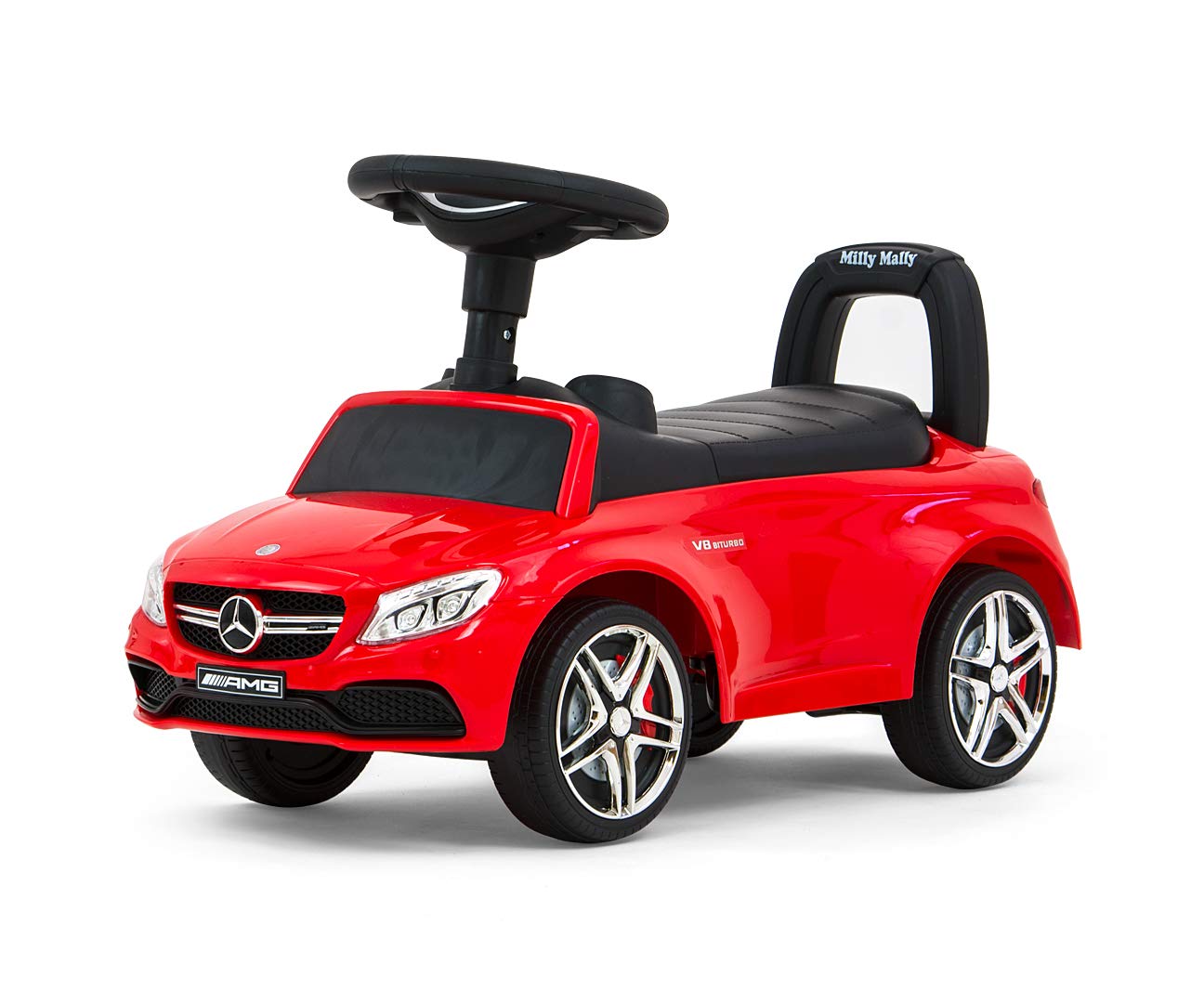 Milly Mally Mercedes AMG C63 Coupe S Rutscher, Auto für Kinder ab 1 Jahr, interaktives Rutscherauto mit Hupe und Motorgeräuschen Rot