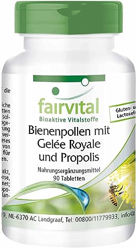 Fairvital | Bienenpollen mit Gelée Royale und Propolis - HOCHDOSIERT - 90 Tabletten