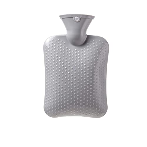 VIKIMO Wärmflasche mit Bezug, Wärmbeutel, Premium-PVC-Materialien, Wärme- und Kältetherapie für Nacken, Schulter, Fußwärmer (1000 ml), Blau (Farbe: Grau)