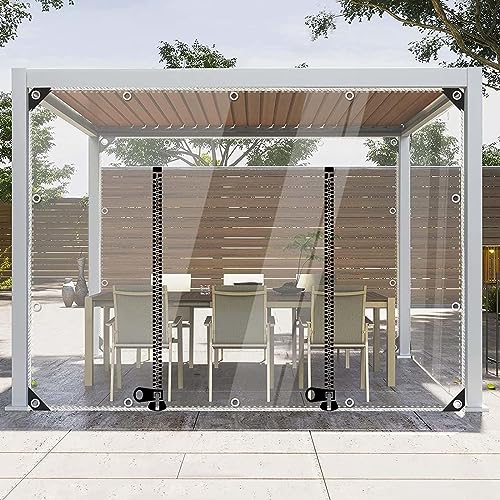 Klare Planenvorhänge für den Außenbereich, Pergola-Pavillon, Terrasse, wasserdichte, transparente Plane, Seitenwände mit Reißverschlusstür, wetterfeste PVC-Plane, Trennvorhänge mit Ösen, B×H-5,5 x 2