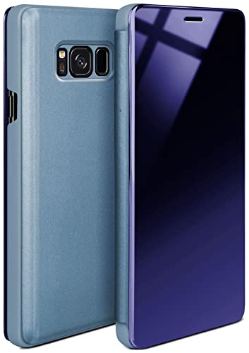 moex Dünne 360° Handyhülle passend für Samsung Galaxy S8 | Transparent bei eingeschaltetem Display - in Hochglanz Klavierlack Optik, Türkis