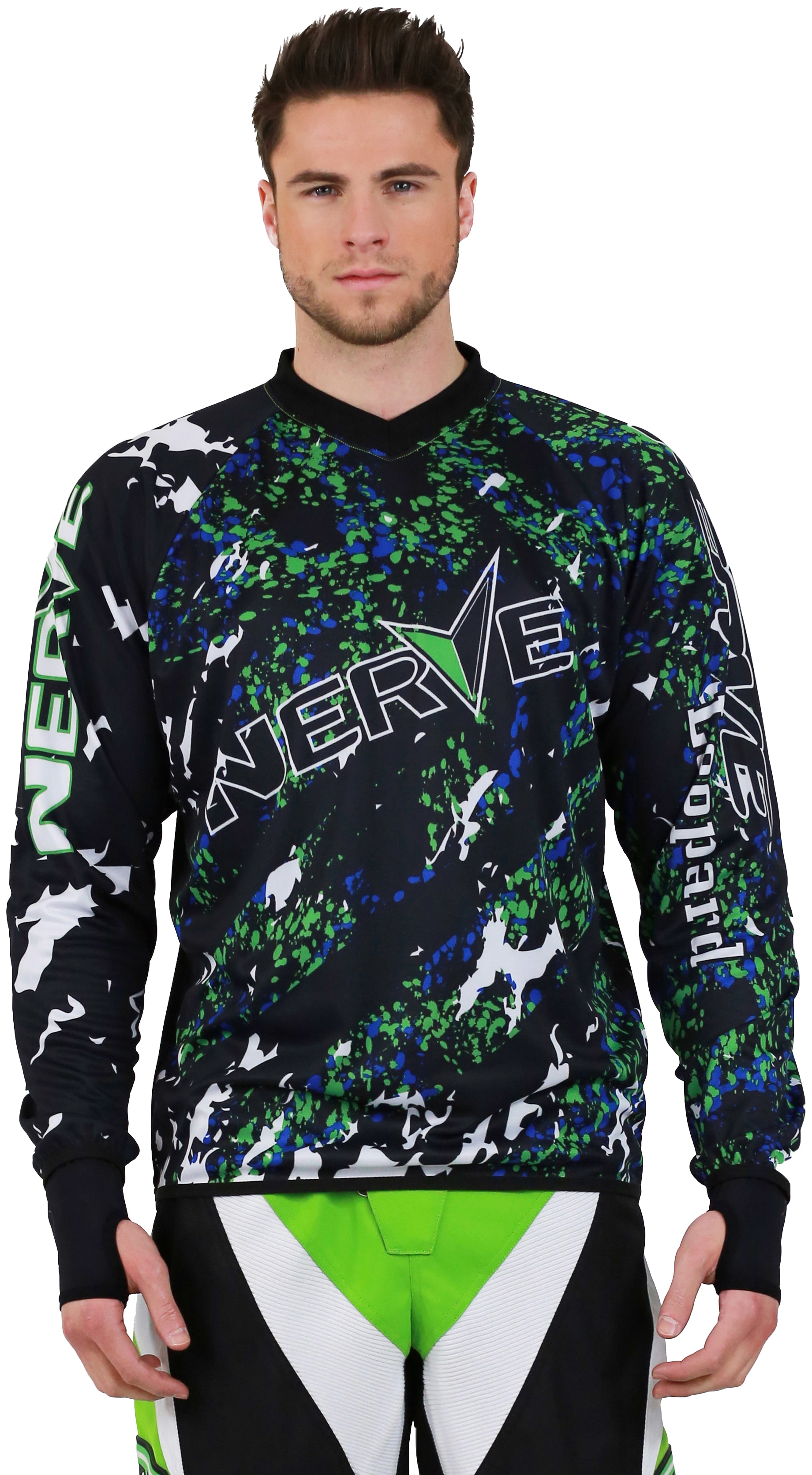 Nerve Motocross Shirt, Grün, XS