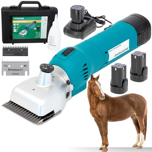 Agrarzone Pferde Schermaschine PowerCut Akku | Kraftvolle Haarschneidemaschine für präzises Pferde scheren | Leichtes und ergonomisches Design | Tierhaarschneider für sichere Pferdeschur