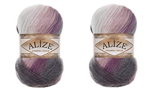 Alize Angora Gold Batik Garn 20% Wolle 80% Acryl Lot of 2skn 200gr 1204yds Thread Crochet Lace Hand Knitting Turkish Yarn (1986)