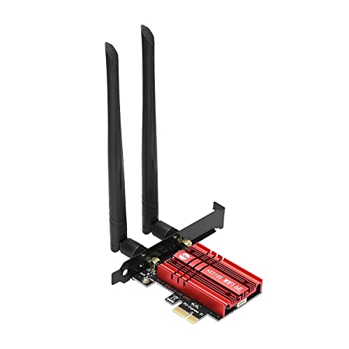 Podazz WiFi 6E AX210S PCIE WLAN Karte, Bluetooth 5.2 Intel WLAN Netzwerkkarte Adapter, Bis zu 5400 Mbit/s, 802.11AX Tri-Bands 2.4GHz/5GHz/6GHz Antenne für PC Desktop Unterstützt Windows 10/11 64Bit