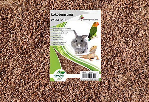 Kokoseinstreu extra fein 75 Liter (EUR 0,62/Liter), Einstreu geeignet als Käfig Bodenbedeckung für Kaninchen, Meerschweinchen, Ratten, Degus und andere Nagetiere, ebenso geeignet für Schildkröten, Schlangen und andere Reptilien