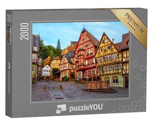 puzzleYOU: Puzzle 2000 Teile „Fachwerkhäuser der historischen Altstadt von Miltenberg, Bayern“
