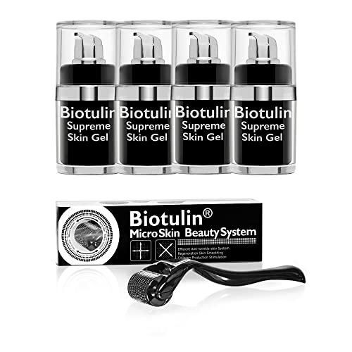BIOTULIN - VIP Special mit Skin Roller | Anti-Falten Serum mit Hyaluronsäure und Spilanthol | Reduziert Falten in 1 Stunde | Spendet Feuchtigkeit | 4 x 15ml + Dermaroller
