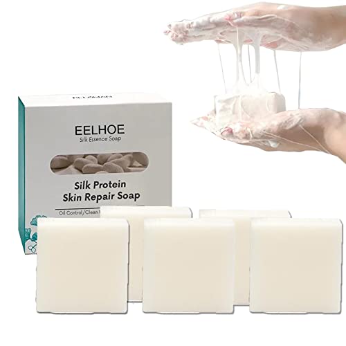 Collagen Milk Whitening Soap, Silk Protein Hautreparaturseife, Silk Protein Skin Repair Soap, Exfoliating and Brightening, Silk Protein Essence Soap, for Net Acne Moisturizing Repair (5pc)