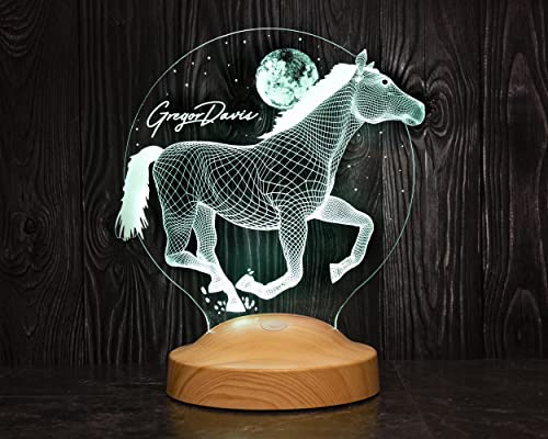Geschenkelampe für Tierliebhaber mit Gravur Personalisiert Delphin Pferd Elefant Hirsch Deko Lampe (Pferd 3)