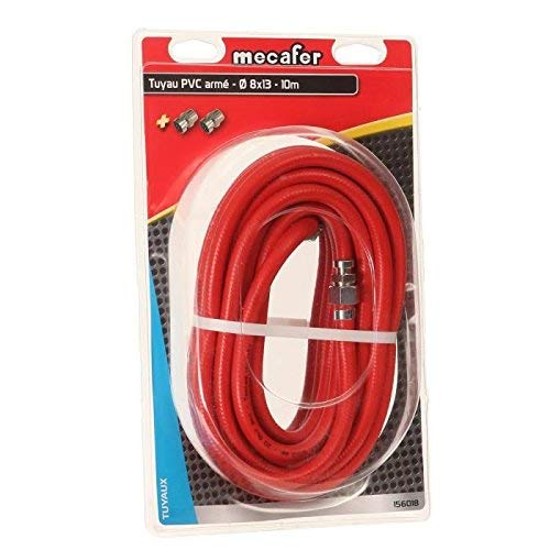 Mecafer 156018 T8 Schlauch, PVC, mit 9,5-mm-Innengewinde, 10 m, Rot