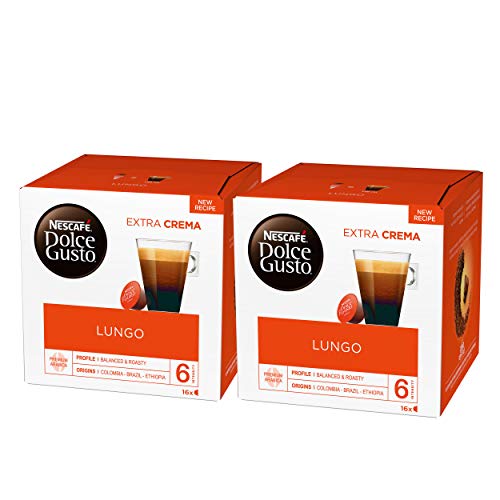 Nescafé Dolce Gusto Caffè Lungo, Kaffe, Kaffekapsel, 2er Pack, 2 x 16 Kapseln