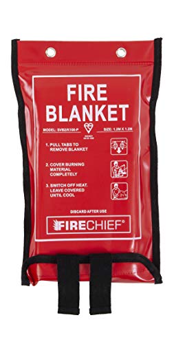 Firechief SVB2/K100-P Premium Feuerlöschdecke mit Gütesiegel, Standard-Feuerlöschdecke (122 x 122 cm) | geeignet für die Verwendung in Küche, Arbeitszimmer, Garage, Wohnwagen