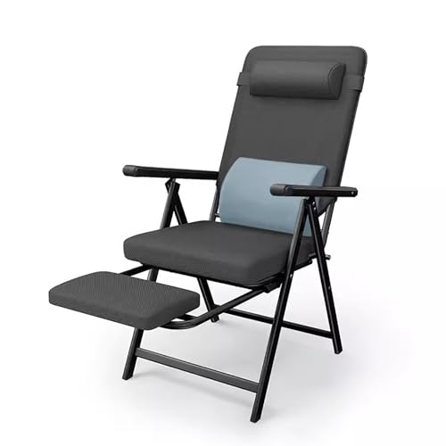 zxhrybh Klappstuhl Gepolstert mit Fußstütze, Campingstuhl Faltbar, Lounge-Sessel, 3-Fach Verstellbarer Campingstühle für Rasen, Terrasse, Strand (Size : Chair+Lumbar Cushion)