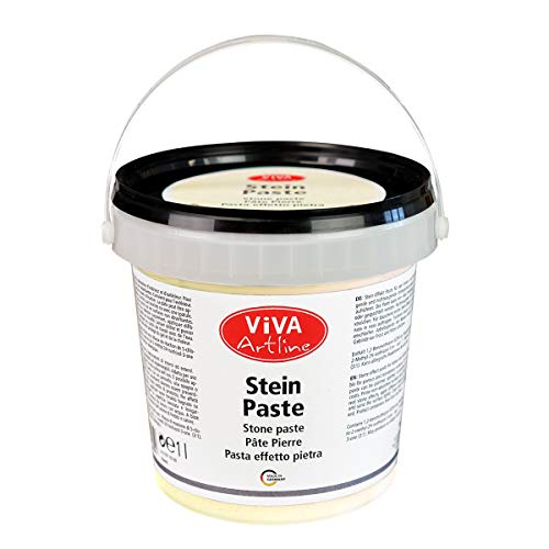 Viva Decor Artline Stein Paste (Farbe Creme, 1 l) Cremige Strukturpaste für Mixed Media-Künstler zum Auftragen mit Pinsel, Spachtel oder Schwamm auf Leinwand, Steinpaste zum Malen - Made in Germany