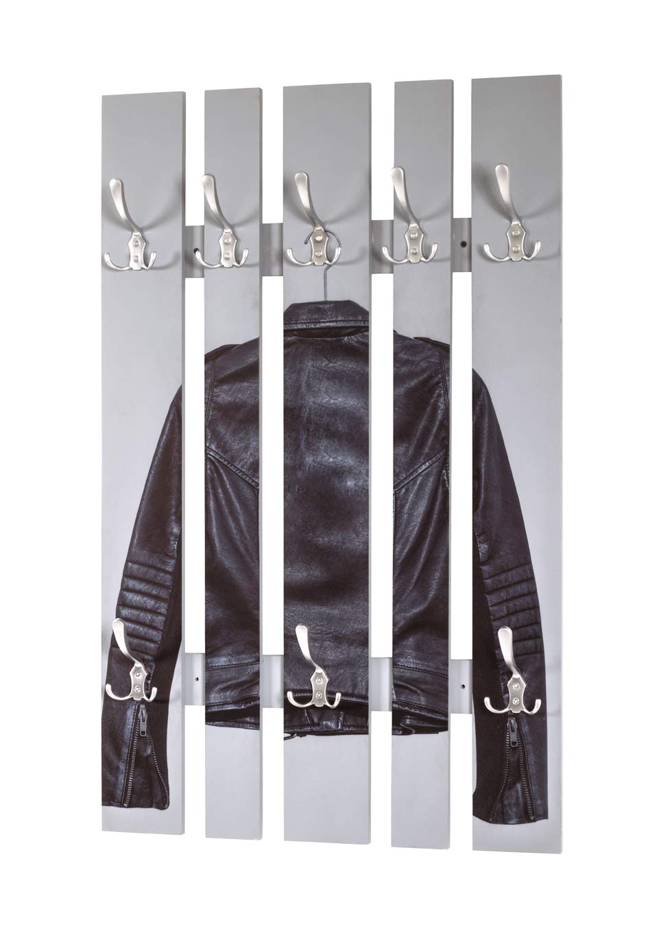 HAKU Möbel Wandgarderobe, Aluminium, Motiv-edelstahloptik, B 65 x T 9 x H 100 cm