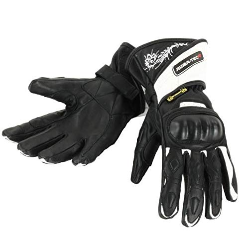 Rider-Tec Handschuhe Moto Zwischensaison Damen Leder rt4300-bw, schwarz/weiß, Größe XXL
