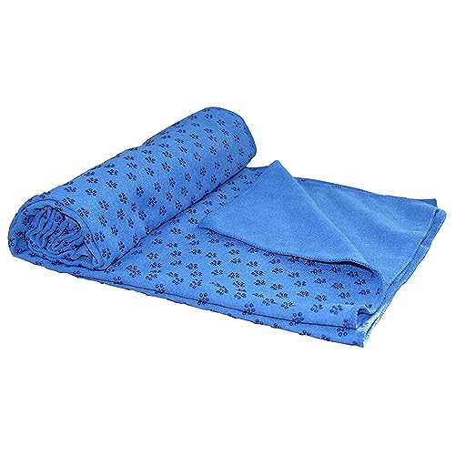 Tunturi Yoga Handtuch, rutschfestes Handtuch für Yogamatte, in Blau, schweißabsorbierend, mit Noppen für Gymnastik, Pilates