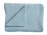 Schardt - Strickdecke Sunny Blau - Babydecke aus 100% Baumwolle - Weiche Babystrickdecke - Vielseitig verwendbare Decke für Babys - Auch als Tagesdecke geeignet - Waschbar bei 40 Grad - 75×100 cm