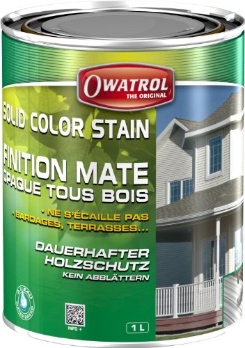 Owatrol - SOLID COLOR STAIN - Dauerhaft deckender Anstrich - Farbton moosgrün RAL 6005 - Gebindegrösse 1 Liter