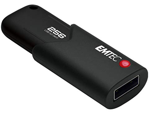 EMTEC Click Secure B120 USB-Stick USB 3.0 (3.2) 256 GB Flash Drive Externer Speicher, 100 MB/s Lesen, 20 MB/s Schreiben, mit Verschlüsselungs-Software AES260 schwarz