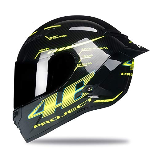 Woljay Integralhelm Helm Motorradhelm Motocross Offroad Moto Street Helme Fahrrad Helme (M, Carbon-Lackierglanz)