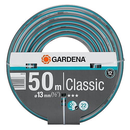 GARDENA Classic Schlauch 13 mm (1/2"), 50 m: Universeller Gartenschlauch aus robustem Kreuzgewebe, 22 bar Berstdruck, druck- und UV-beständig (18010-20)