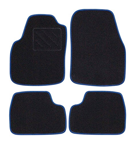 RAU DAKGBL0913 Nadelfilz Fußmatten mit Mattenhalter Vorne, Graphit mit Einfassung Blau