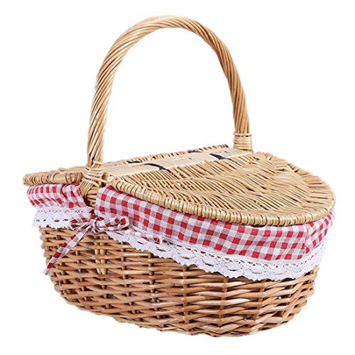 Potadak Picknickkorb Landhausstil mit Deckel und und Einlagen für Picknicks, Partys, Hochzeiten und Grillabende