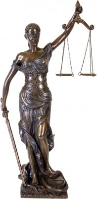 Dekofigur Justitia Göttin der Gerechtigkeit Skulptur bronziert 46 cm
