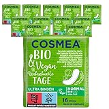 Cosmea Bio Ultra-Binden, Normal ohne Duft, Vorteilspack (12 x 16 Stk). Hygiene-Einlagen aus Bio-Baumwolle. Damen-Hygiene im Einklang mit der Natur