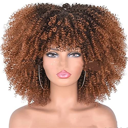 Wig For Women Short Curly Wigs with Bangs Loose Afro Hair Heat Resistant Shoulder Length Wigs Perfect for Daily (Size : 6 Style)