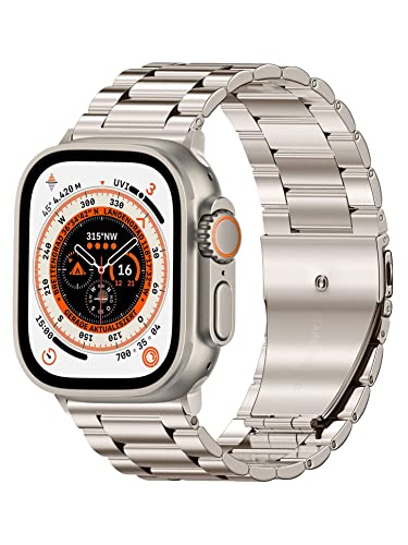 Arktis Armband kompatibel mit Apple Watch (Apple Watch Ultra mit 49 mm) (Series 7/8 mit 45 mm) (Series SE/6/5/4 mit 44 mm) (Series 3/2/1 mit 42 mm) Edelstahl Ersatzarmband Glieder-Kürzer - Polarstern