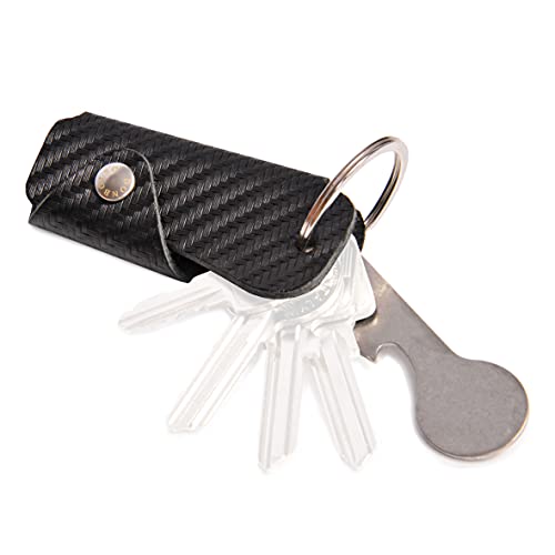 DONBOLSO® Colt I Schlüsseletui mit Einkaufswagenlöser I Leder Etui für 1-6 Schlüssel Schlüsselring I Carbon