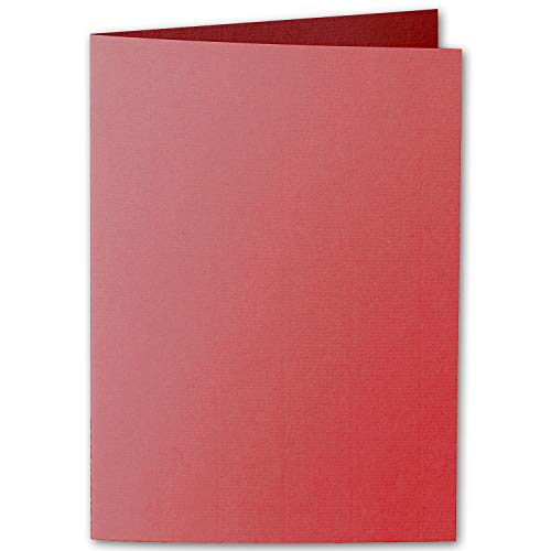 ARTOZ 50x DIN B6 Faltkarten - Rot (Rot) gerippt 120 x 169 mm Klappkarten blanko - Karten zum selbstgestalten mit 220 g/m² edle Egoutteur-Rippung - Serie 1001