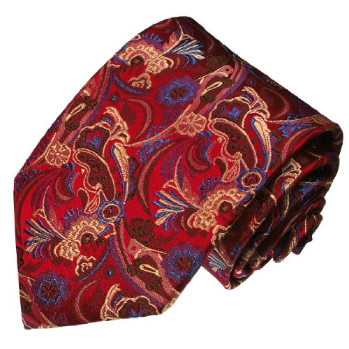 Lorenzo Cana - Krawatte aus 100% Seide in den aktuellen Trendfarben - rot gold blau floral Paisley - 36020