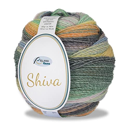 Rellana Shiva Wolle mulesingfrei, 200g Farbverlaufswolle zum Stricken oder Häkeln (111)
