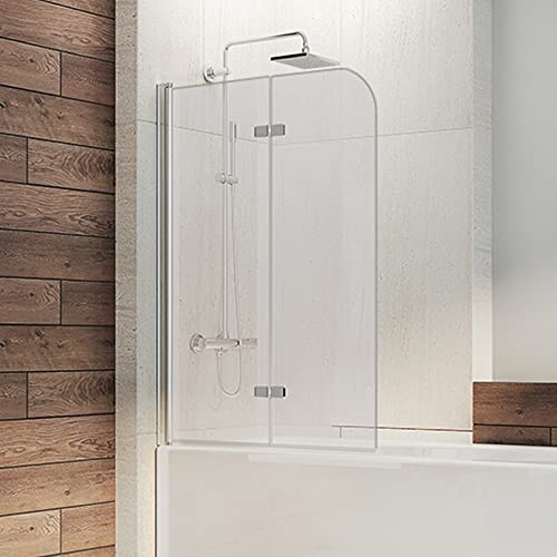 IMPTS 120x140cm Badewannenaufsatz Duschabtrennung 2-teilig Duschwand faltbar 180°Faltwand für Badewanne 6mm ESG-Sicherheitsglas inkl. NANO-Beschichtung