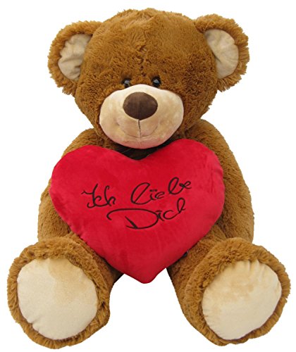 Wagner 9076 - XXL Plüschbär Teddy Bär mit Herz - 100 cm groß - braun - Teddybär