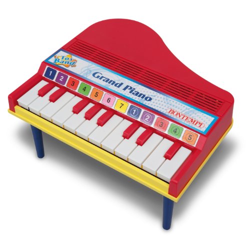 Bontempi PG1210/N PG 1210.2 Flügel, Tischmodell mit 12 Tasten (C-G). Abnehmbare Füßchen. Maße: 274x245x146 mm, Mehrfarbig