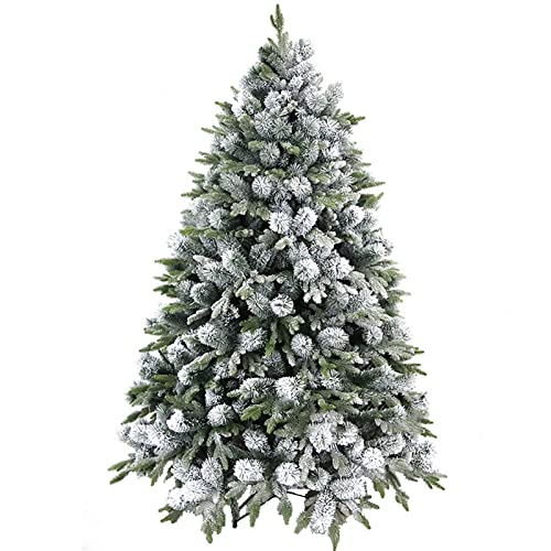 FDHGVCXZ Verschneiter Weihnachtsbaum, grüner Schnee, künstliche Weihnachtskiefer mit massiven Metallbeinverzierungen, perfekt (grün 180 cm (6 Fuß)) (grün 120 cm (4 Fuß))