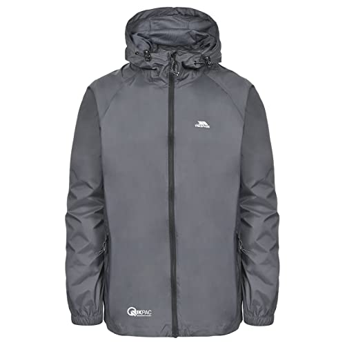 Trespass Unisex Erwachsene Qikpac Jacket Kompakt Zusammenrollbare Wasserdichte Regenjacke, Grau (Flint), XL