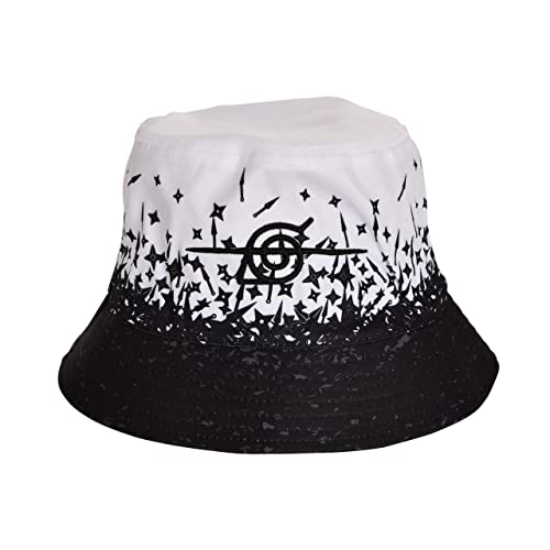 Elbenwald Naruto Bucket Hat mit Anti Konoha Symbol Motiv für Herren Damen Unisex weiß