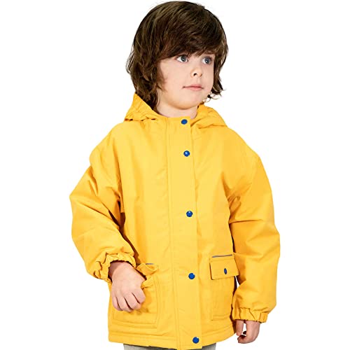 Jan & Jul Baby Regenjacke für Jungen und Mädchen, Wasserdichter Fleece-gefütterter Mantel (Gelb, 1 Jahr)