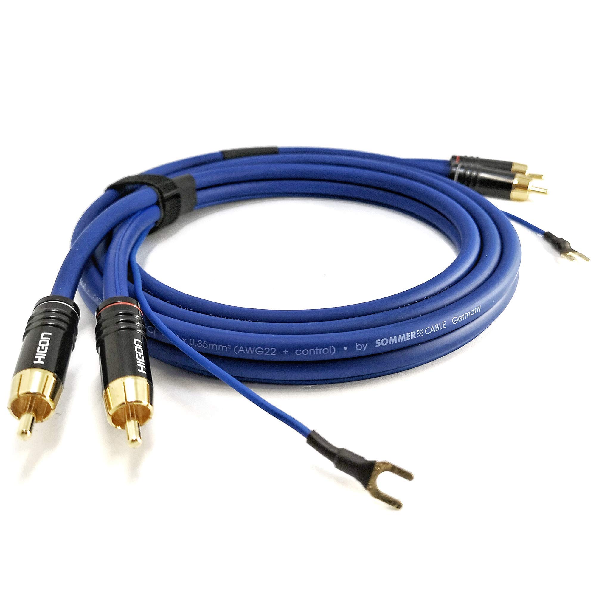 Selected Cable 50cm / 0,5m kurzes Cinch Phonokabel geschirmt 2X 0,35mm² Audiokabel 1x 0,35mm² extra 60cm Lange Erdung vergoldete Stecker | SC81-K3-0050