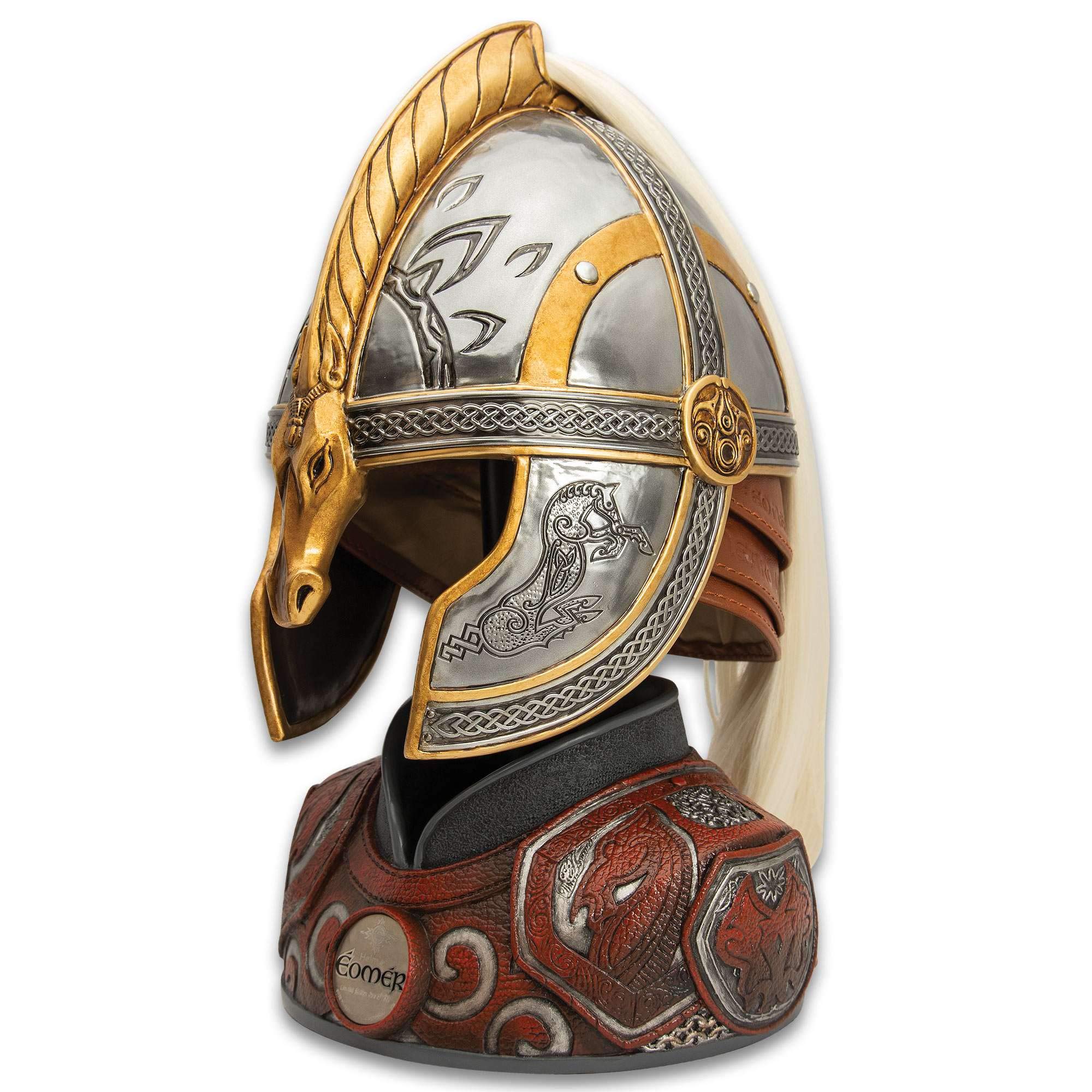 UNITED CUTLERY of Rings Helmet Eomer with Display Stand - Accurate Movie Replica Metal Construct