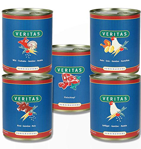 veritas Hundemenü Hundefutter nass - 5 Gourmet Sorten Nassfutter für Erwachsene Hunde I Wild Ente Geflügel Rind Truthahn - Hundenassfutter 28x 400g