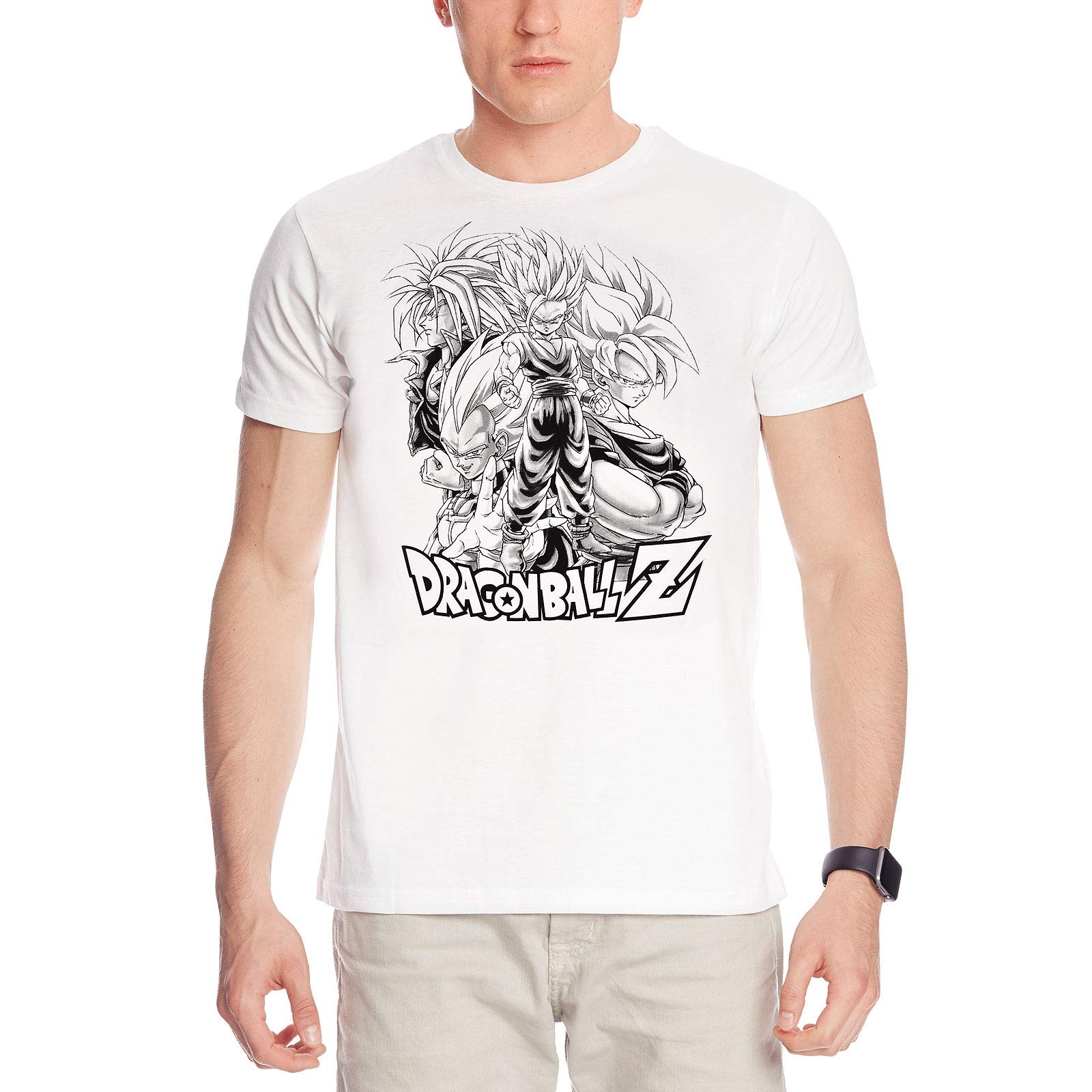 Dragon Ball Z Sayan Group T-Shirt weiß Baumwolle - L