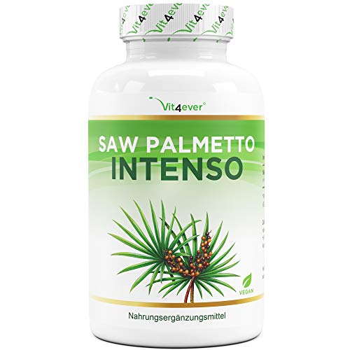 Saw Palmetto Extrakt - 180 Kapseln mit 500 mg Extrakt - Premium: 5% Phytosterole = 25 mg - Hochdosiertes Sägepalmextrakt - Laborgeprüft - Ohne unerwünschte Zusätze - Vegan