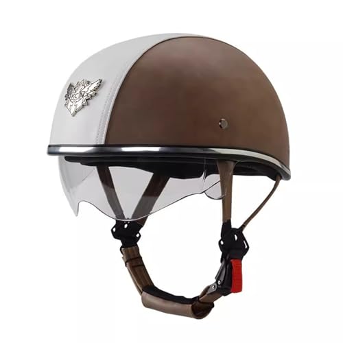 Deutsch Helm Halboffenen Vintage Öffnen Motorradhelm Cruiser Scooter Halbschale Jet-Helm mit ECE Offenem Helm für Erwachsen Frauen und Herren für Moped Biker Roller-Helm 7,M